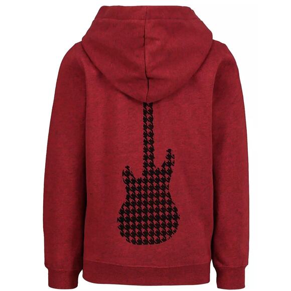 IKKS SWEAT JACKET RED WITH HOUNDSTOOTH GUITAR LOGO ON BACK BOYS 14-16 - Picture 3 of 15